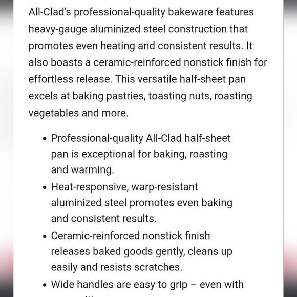 All-Clad Non-Stick Pro Release Half Sheet Baking Pan - Picture 3 of 7